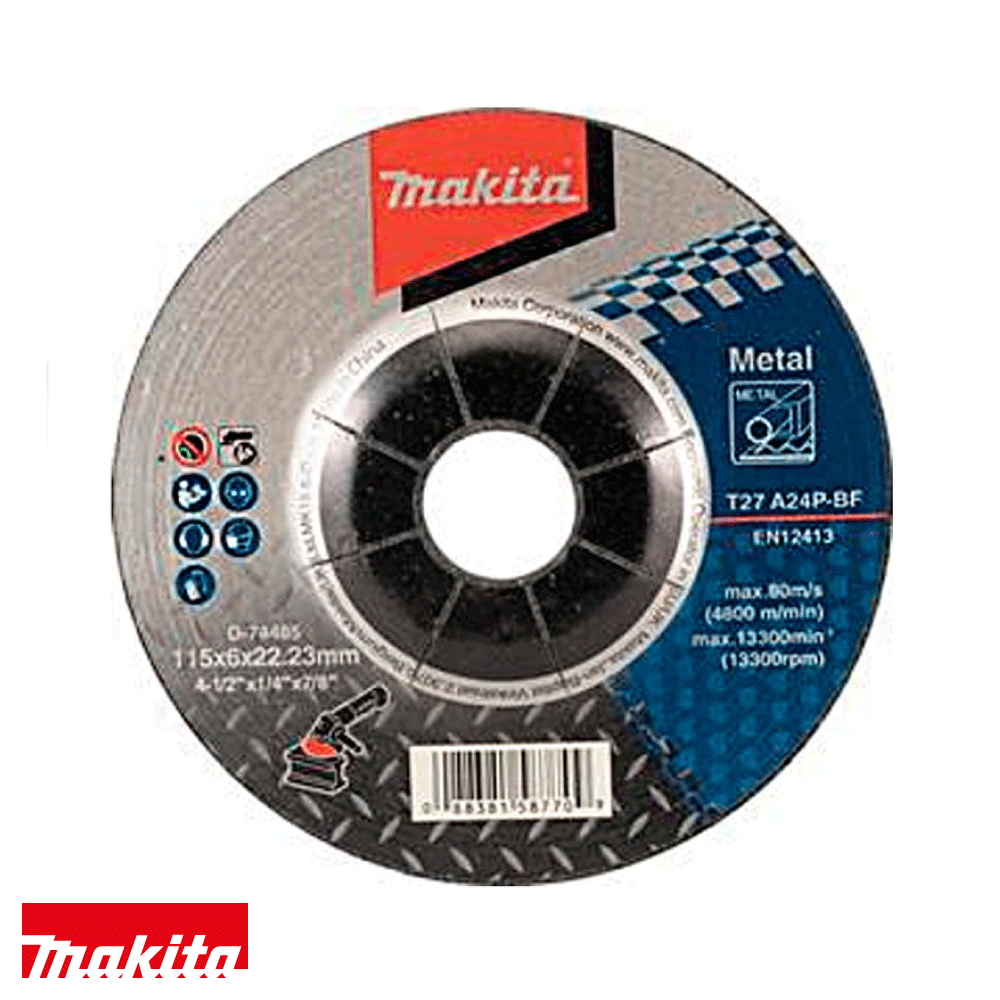 Disco Abrasivo - Desbaste Metal 4.5"x6.0mm (A24P) D-74485 - MAKITA